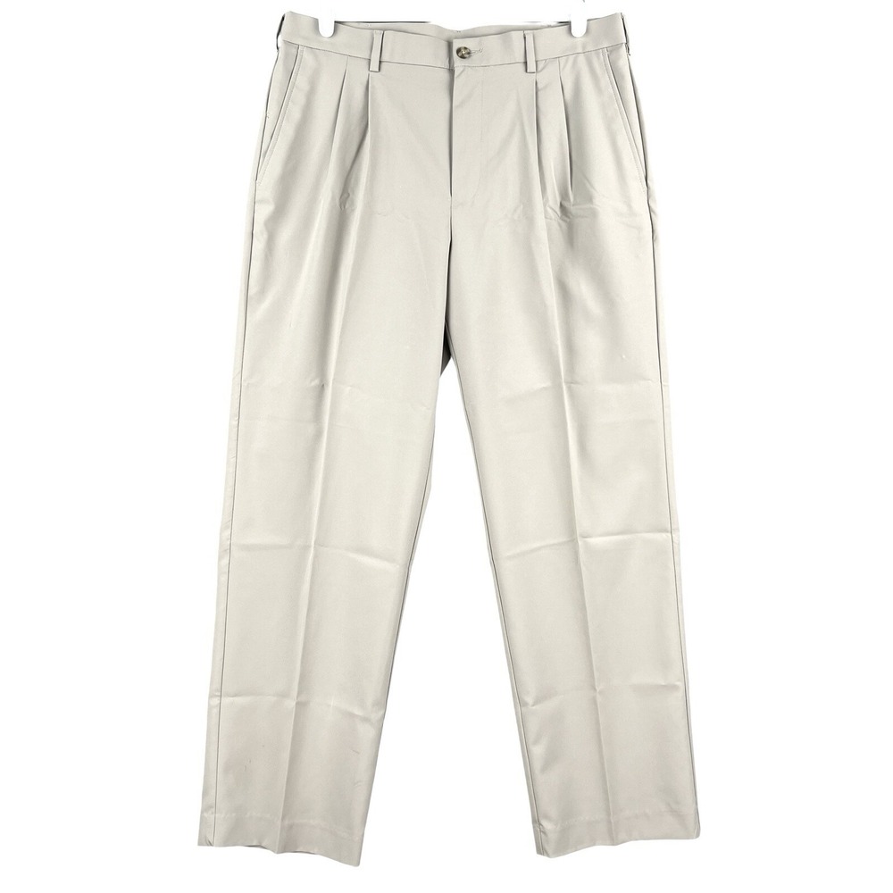 Champions Tour Men Lightweight Beige Pants 34x30 Pleated Front Tapered Leg NWOT